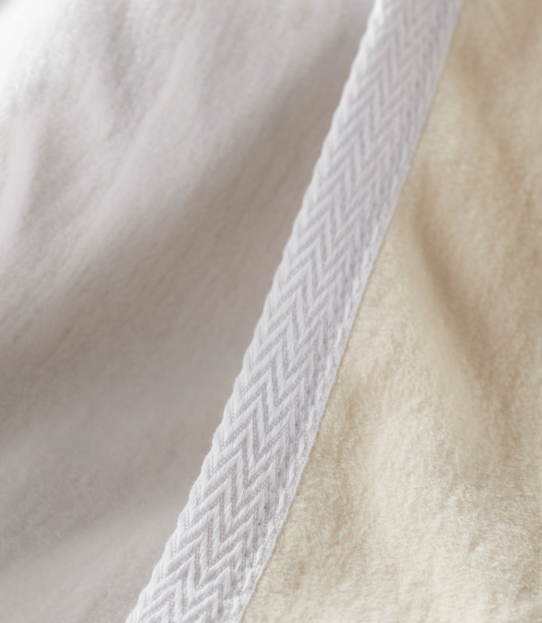 Binded edge of Favorite Reversible Cotton Blanket White