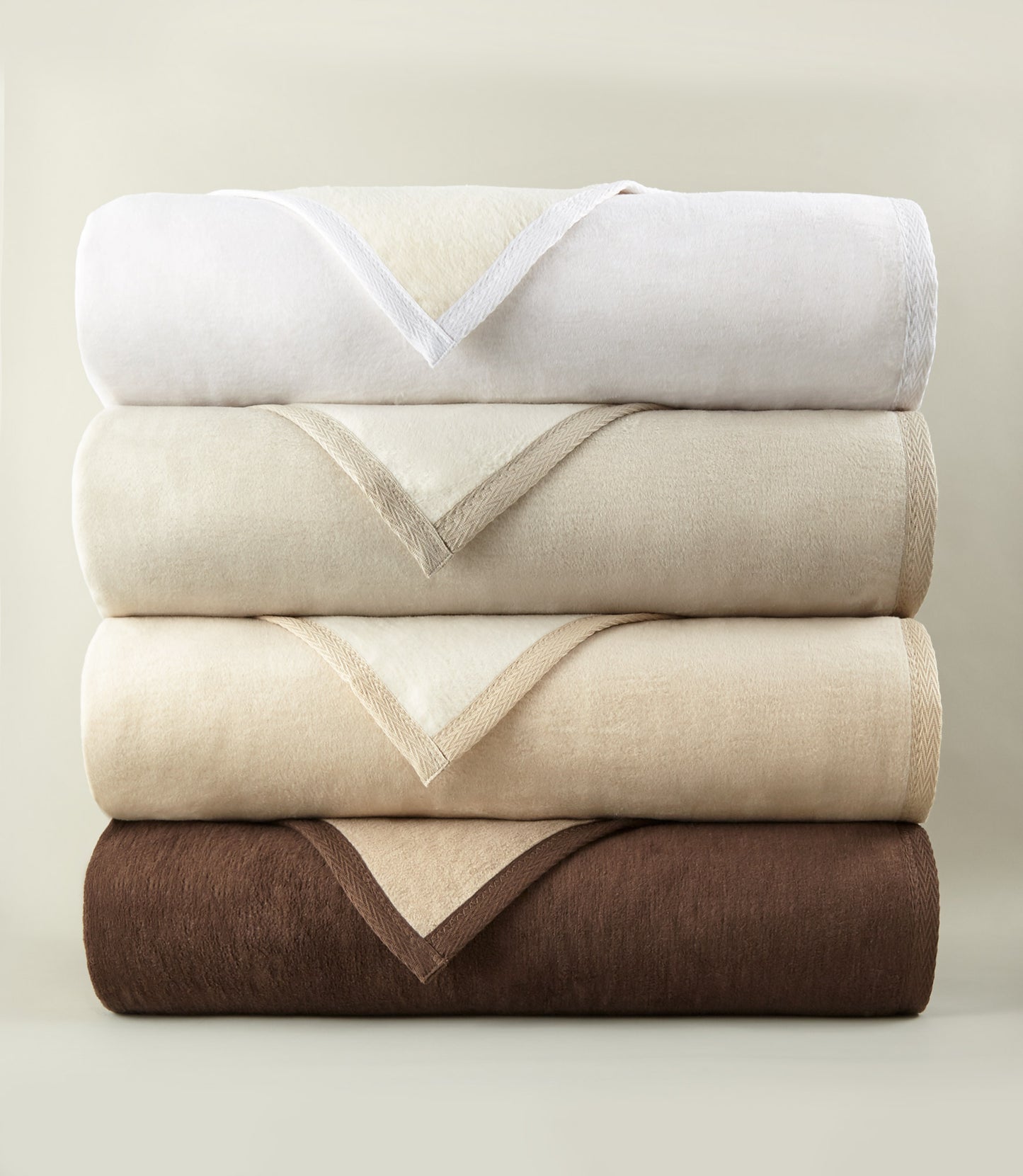 Favorite Reversible Cotton Blanket Stack White Linen Flint Chocolate Colors