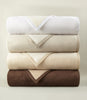 Favorite Reversible Cotton Blanket Stack White Linen Flint Chocolate Colors