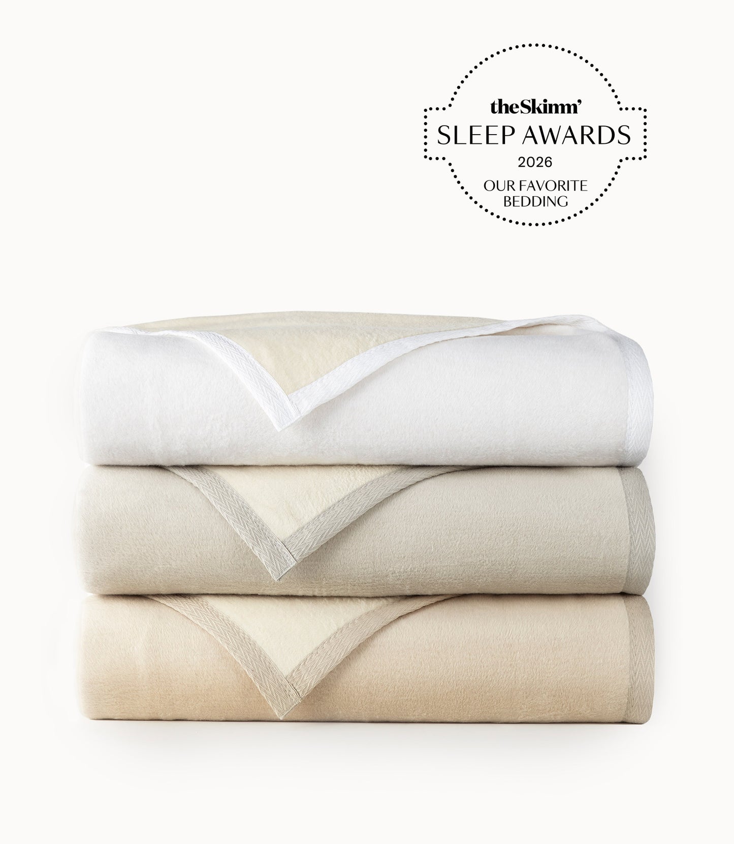 Favorite Reversible Cotton Blanket Stack White Linen Flint Colors theSkimm Sleep Awards