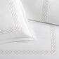 Close up of border detailing on Filigree Classic Embroidered Duvet Set, Linen