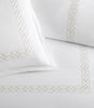 Close up of border detailing on Filigree Classic Embroidered Duvet Set, Linen