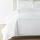 Filigree Duvet Set arranged on a bed against a white wall, Sky