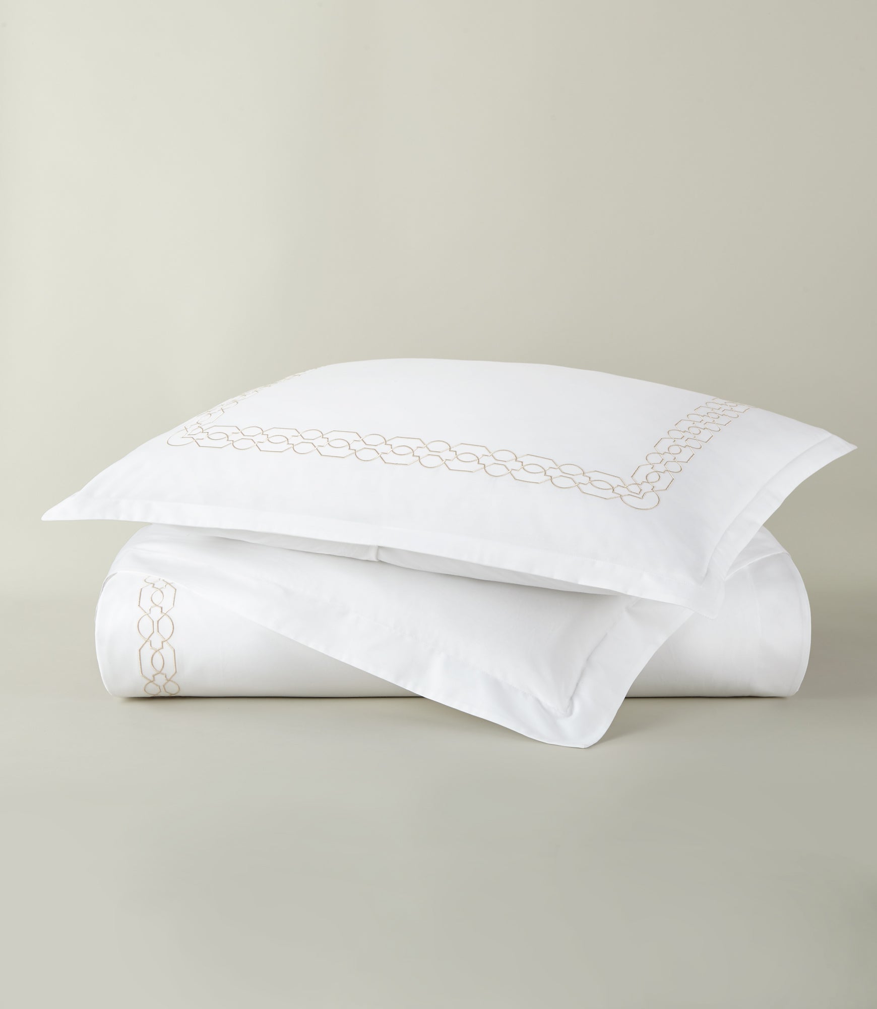Filigree Classic Embroidered Duvet Set, Linen