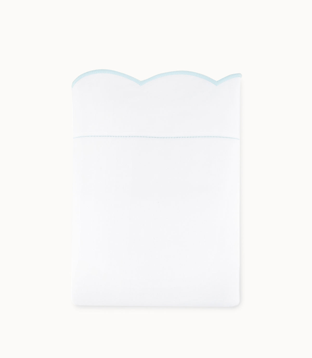 Harmony Embroidered Scallop Sateen Flat Sheet Sky 6