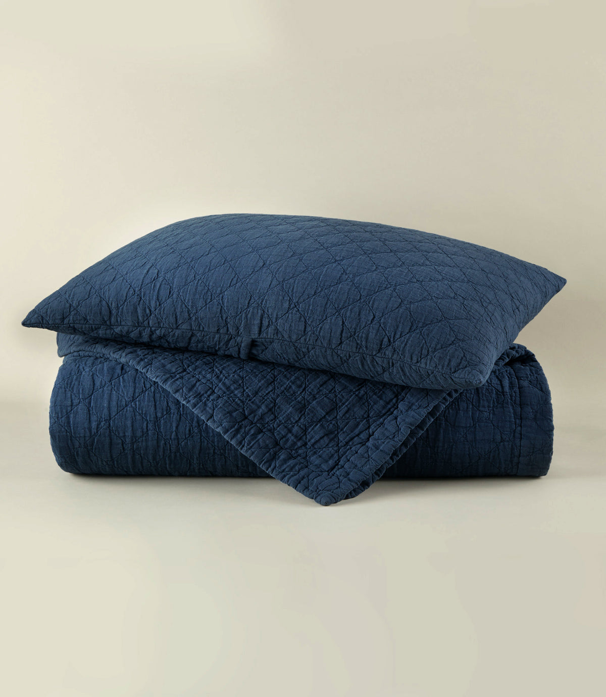 Heritage Linen Coverlet and Sham, Navy