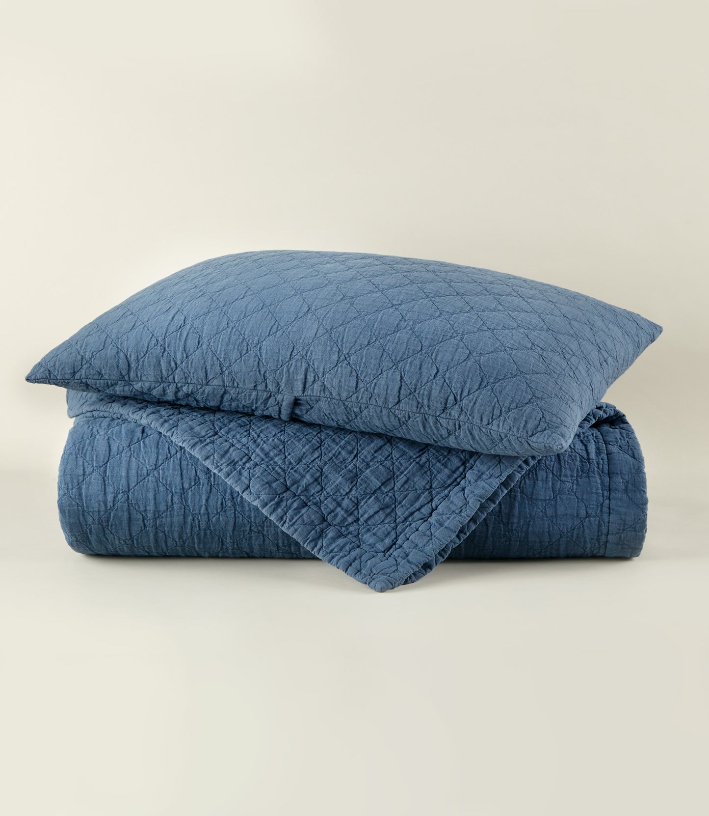 Heritage Linen Coverlet and Sham, Navy