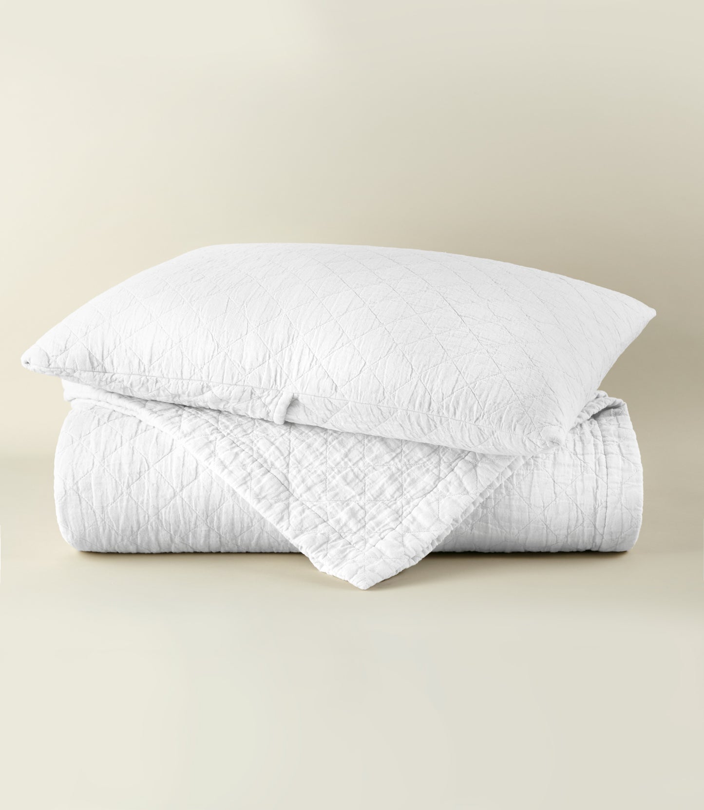 Heritage Linen Coverlet and Sham, White
