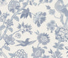 Highgrove Toile pattern in blue, flowers and birds on a white background