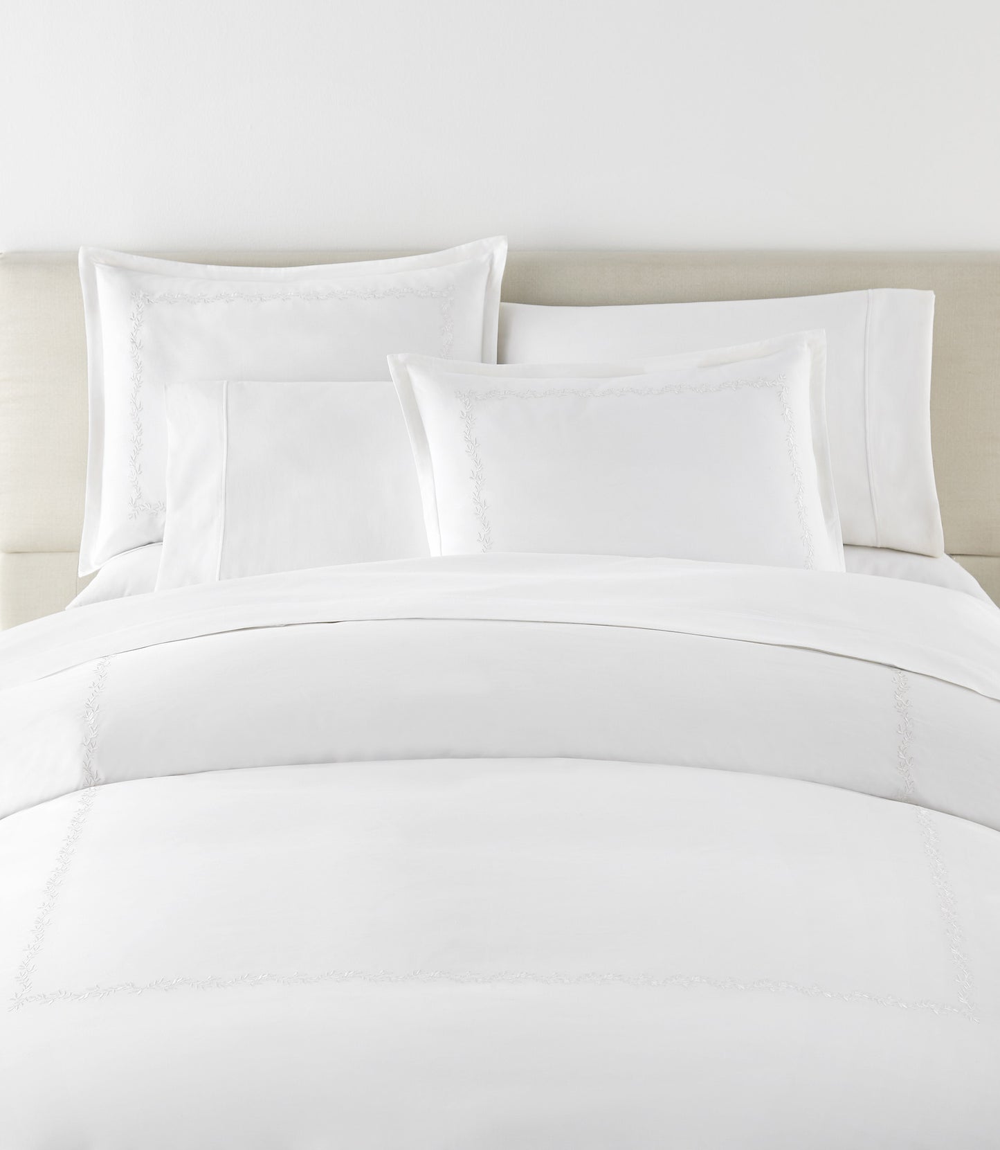 Ivy Classic Embroidered Duvet Set lifestyle, White