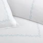 Close up of vine detailing on the Ivy Classic Embroidered Duvet Set, Sky