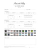 Peacock Alley monogram order form with thread color chart on a white background