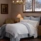Montauk Coverlet in Barely Blue and Boutique Percale Duvet Cover in Linen