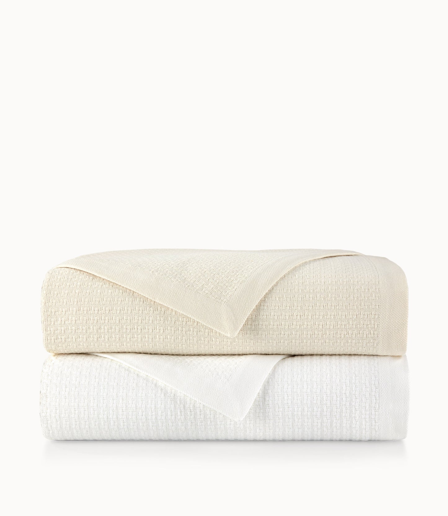 Newport Cotton Blanket, White and Pearl