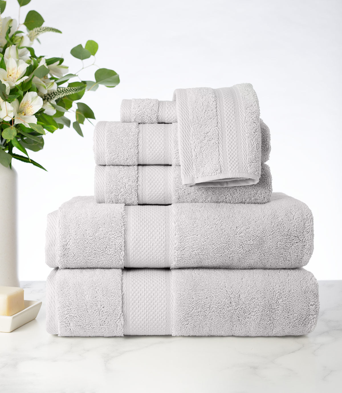 Plush Turkish Towel Set, Fog