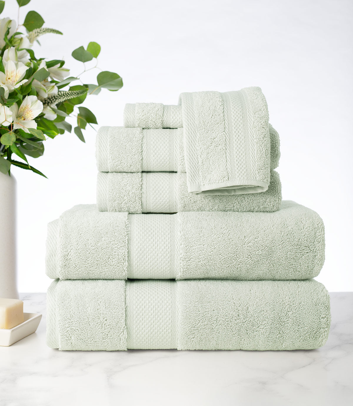 Plush Turkish Towel Set, Sage