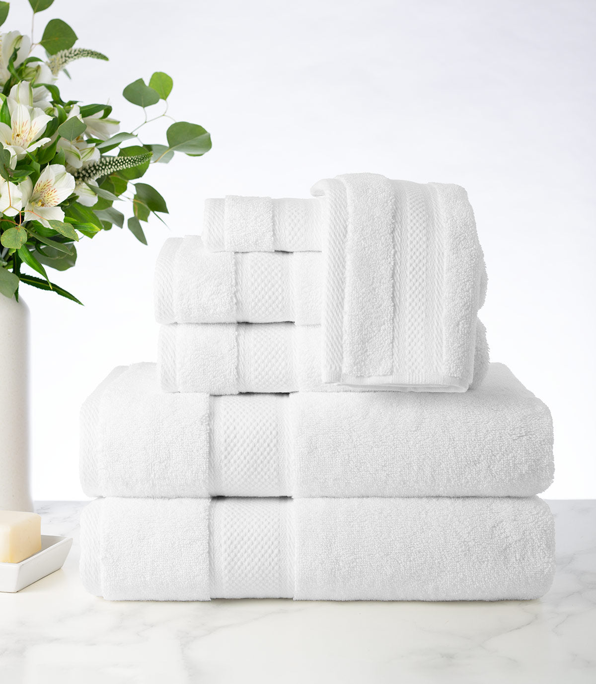 Plush Turkish Towel Set, White