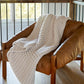 waffle knit throw on chair, Linen