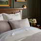 Savoy Jacquard Duvet Set styled in a classic bedroom, Platinum