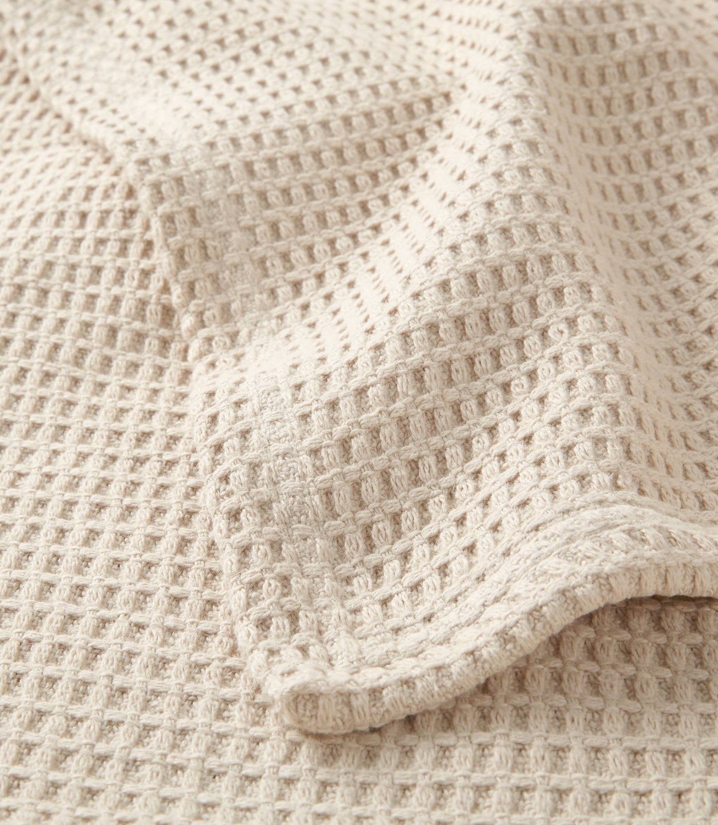 Riviera Waffle Weave Blanket Detail Linen color