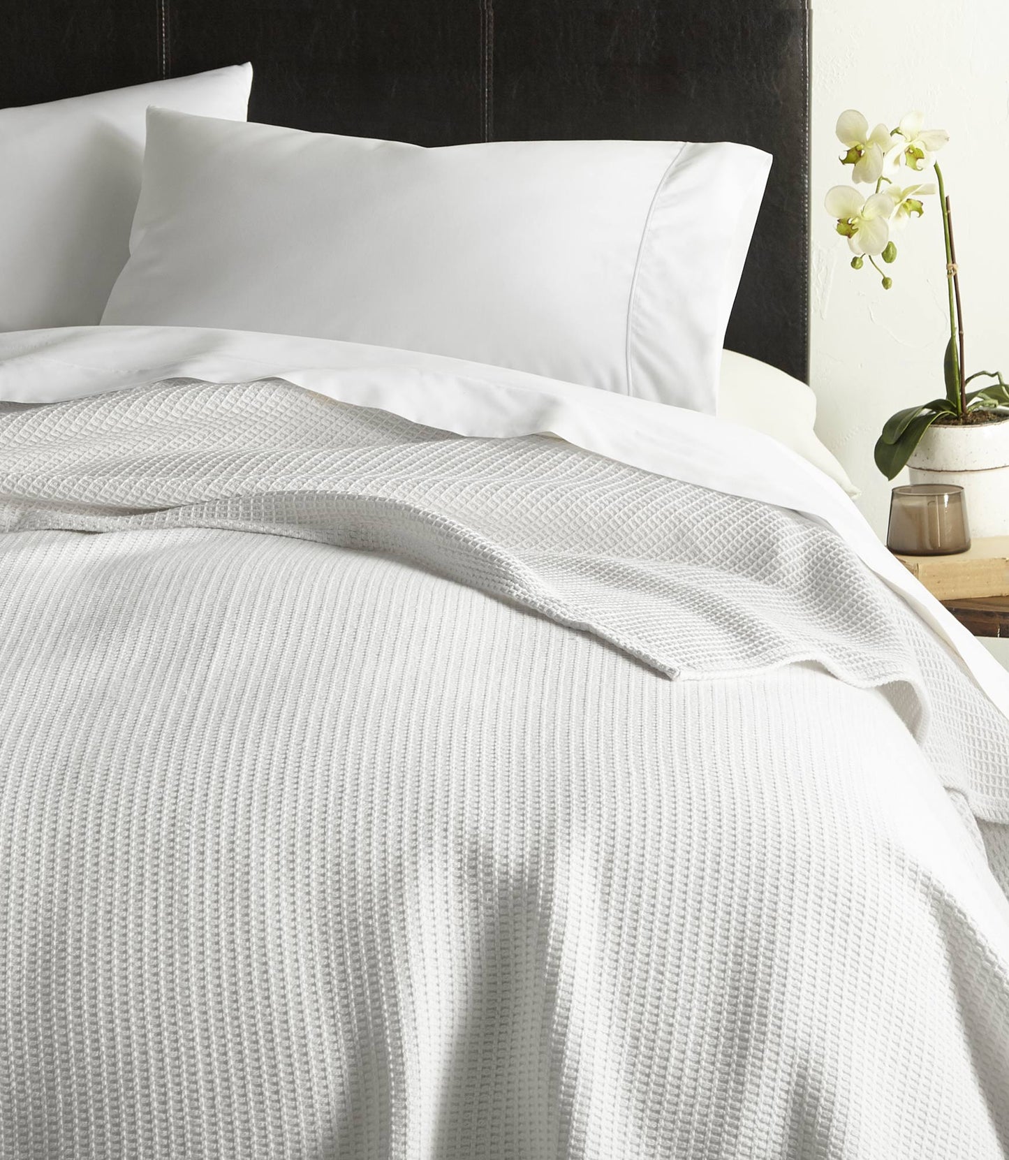 Riviera Waffle Weave Blanket lifestyle White color