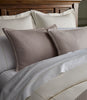 Savoy Jacquard Duvet Set in Platinum styled with neutral color sheets