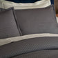 Savoy Jacquard Duvet Set in Navy styled with neutral color sheets