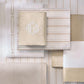 shelby stripe neutral toned bedding flatlay, Shelby Stripe