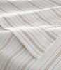 Shelby striped cotton duvet cover corner detail with satin stitch and flange, Shelby Stripe