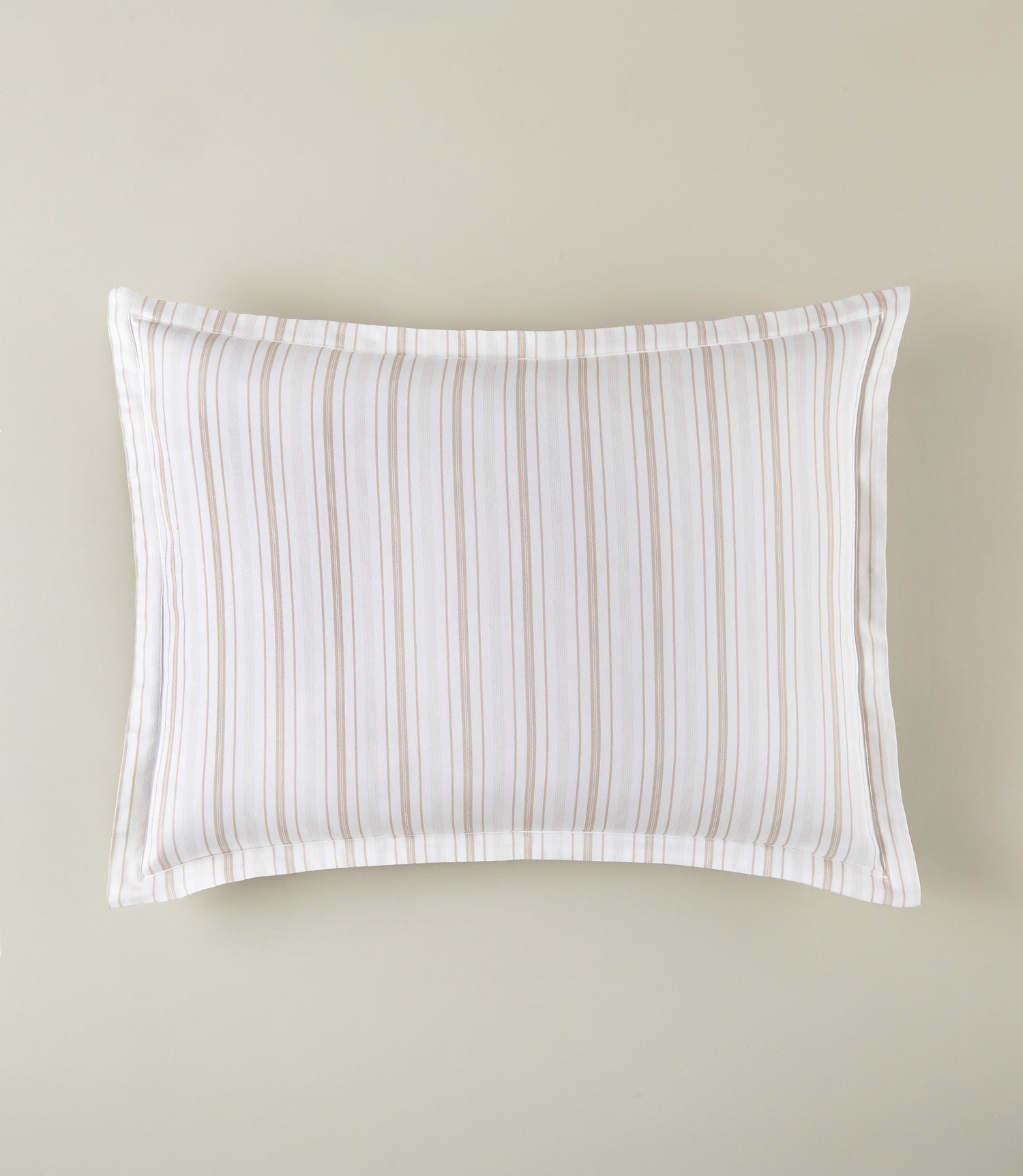Classic printed striped sham with satin stitch hem and two inch flange, Shelby Stripe