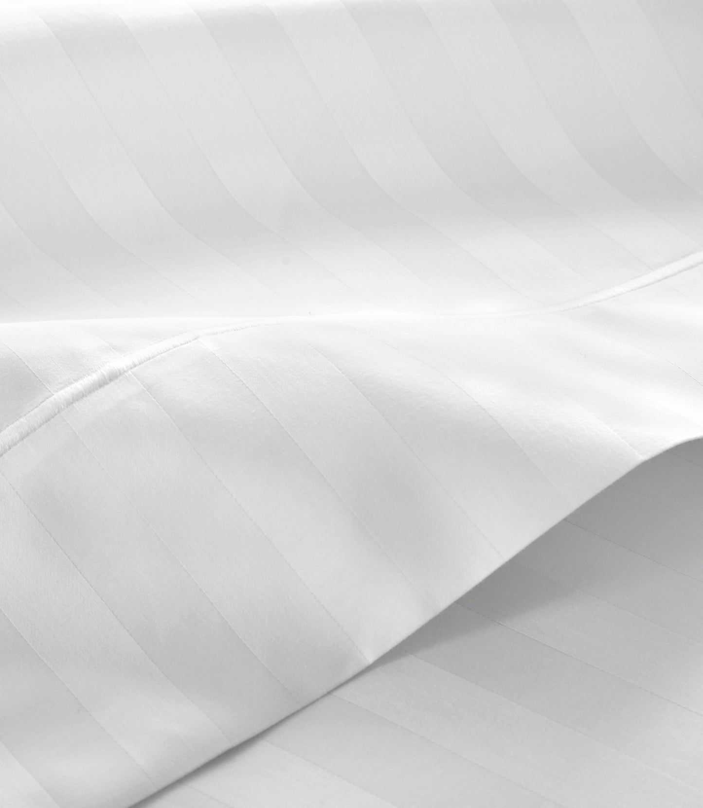 Soprano Stripe Sheet Set hem detail, White