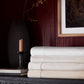 soprano sheets folded and stacked on table, White Ivory Linen Platinum