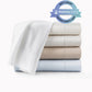 Soprano Sateen Sheet Set Multi Stack, White Ivory Linen Platinum Barely Blue