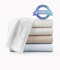 Soprano Sateen Sheet Set Multi Stack, White Ivory Linen Platinum Barely Blue