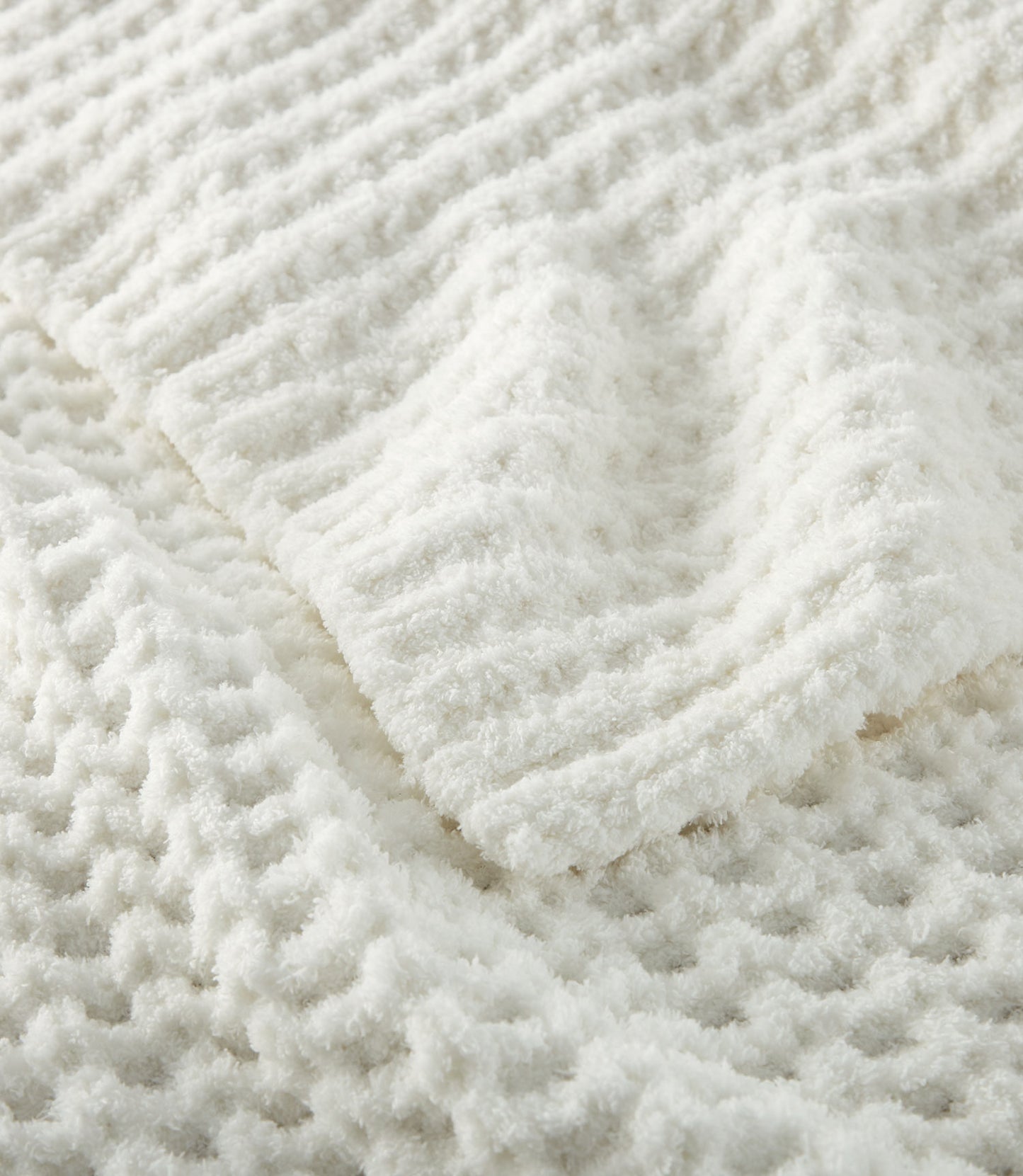 waffle knit throw, White