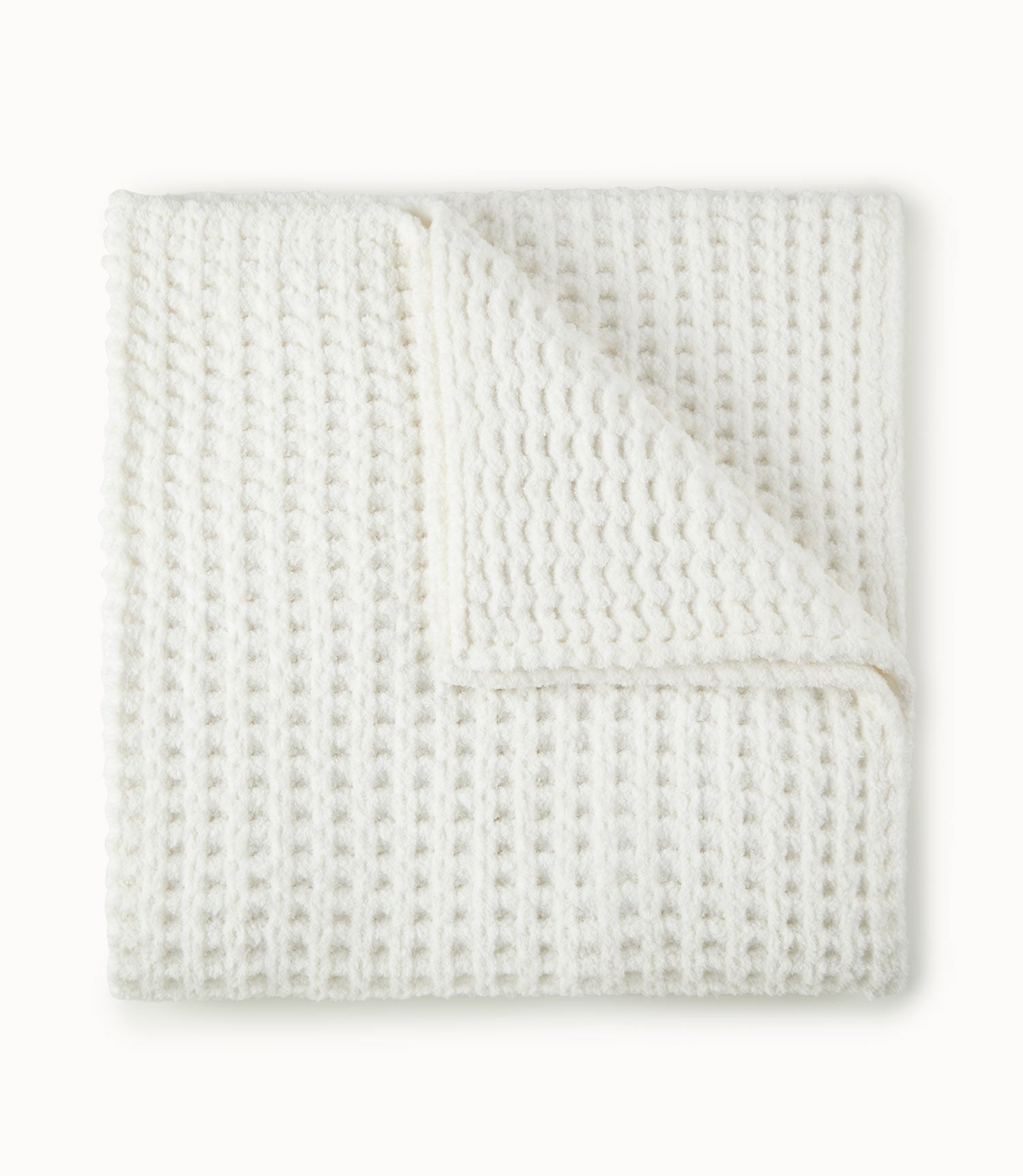 waffle knit throw, White