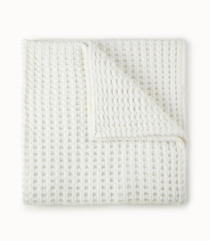 waffle knit throw, White