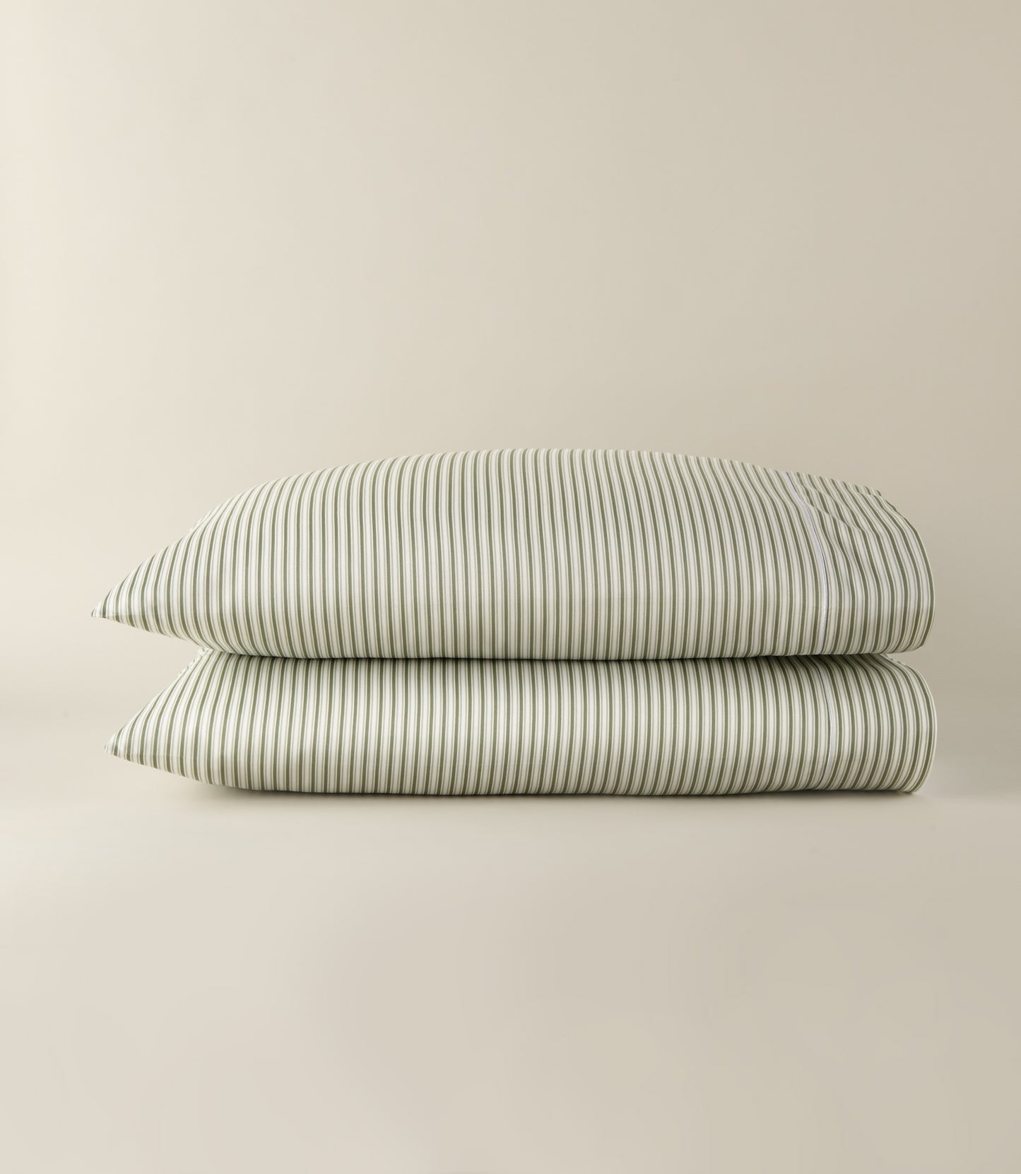 Windsor Stripe Sheet Set pillowcase stack, Stripe Moss