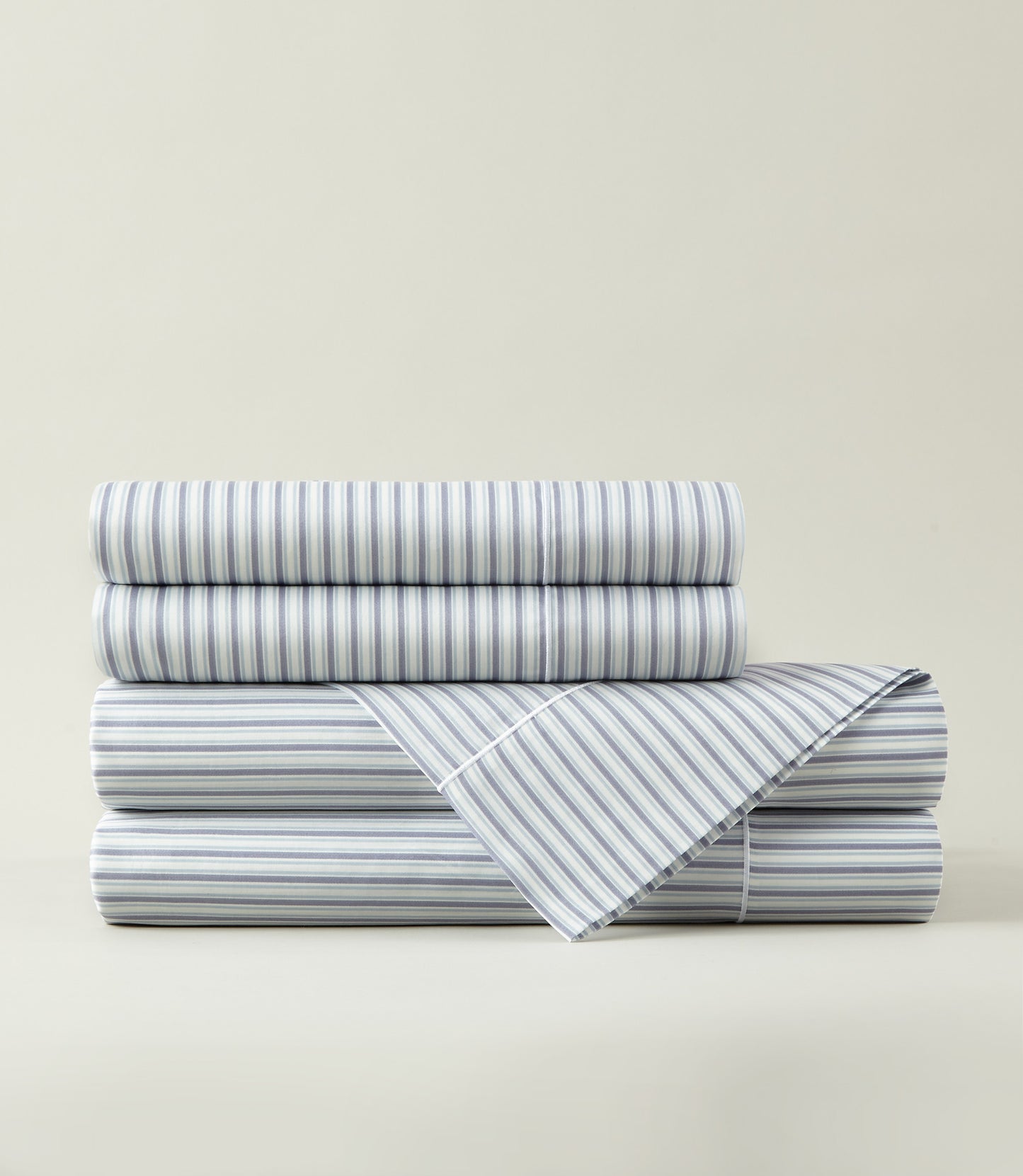 Windsor Stripe Sheet Set stack, Stripe Wedgewood