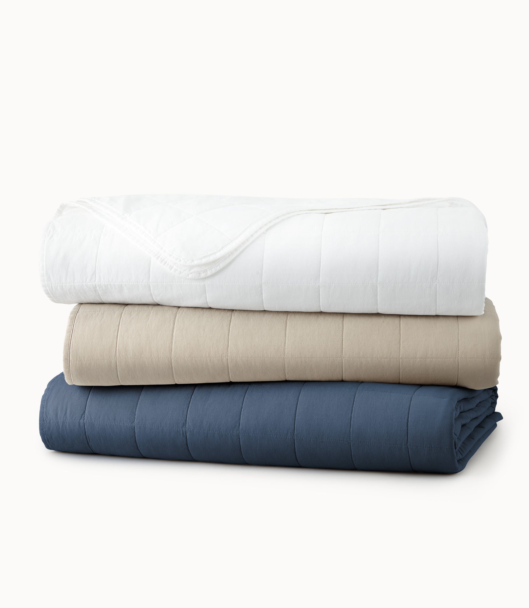 4 Square Quilted Coverlet folded stack