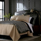 Alyssa Coverlet and Sham Flax  on a Bed in a Black Room