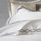 Biagio Jacquard Decorative Pillow Grand Euro Sham Linen on Bed Lifestyle