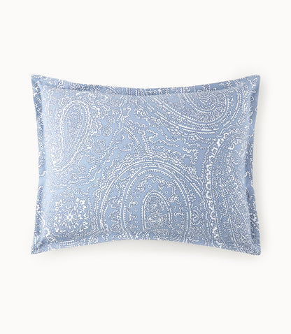 Blue paisley cotton pillow sham
