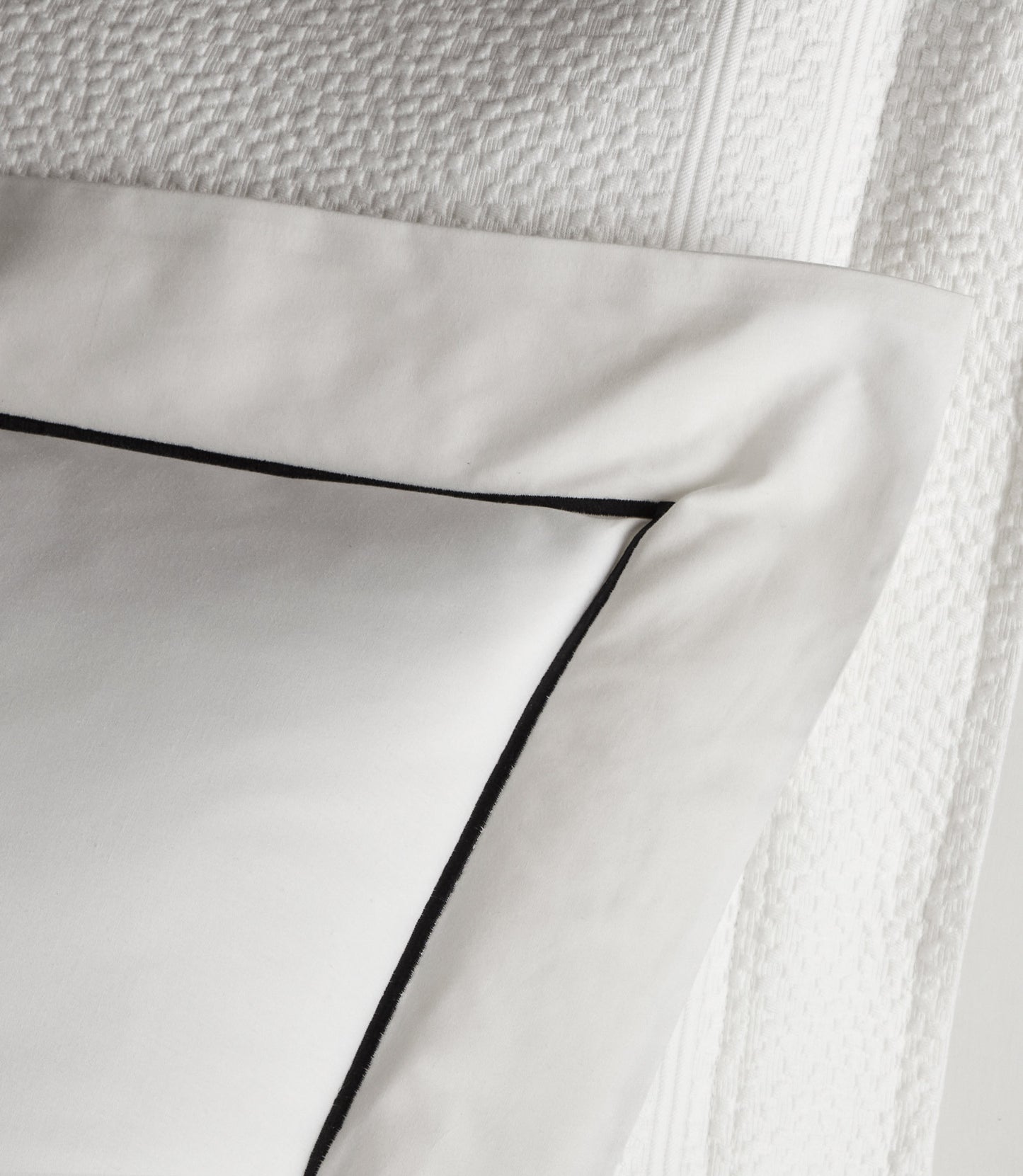 Boutique Percale Sham Black on Bed Detail