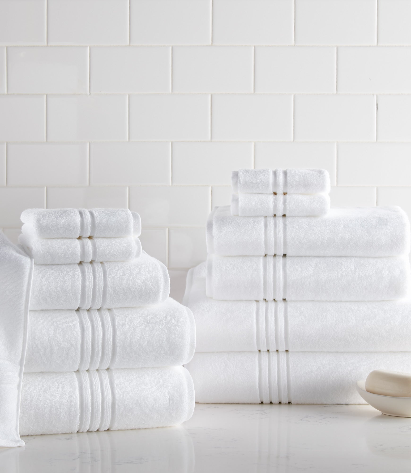 Chelsea Plush Bath Towel Set 12pc Stack White