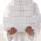 Chelsea Plush Bath Towels Set In White with Model