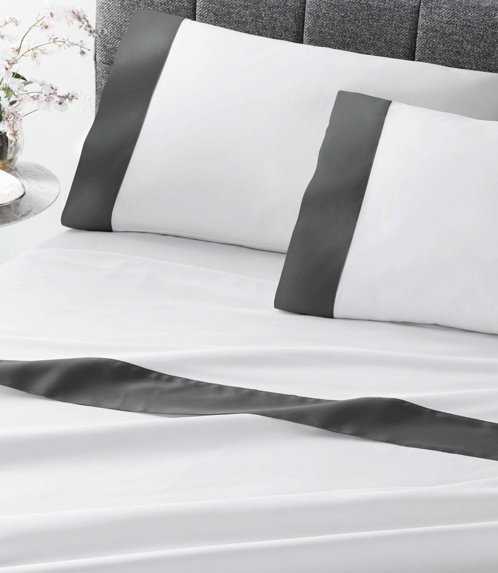 Modern Cuff Sateen Sheet Set Iron on Bed