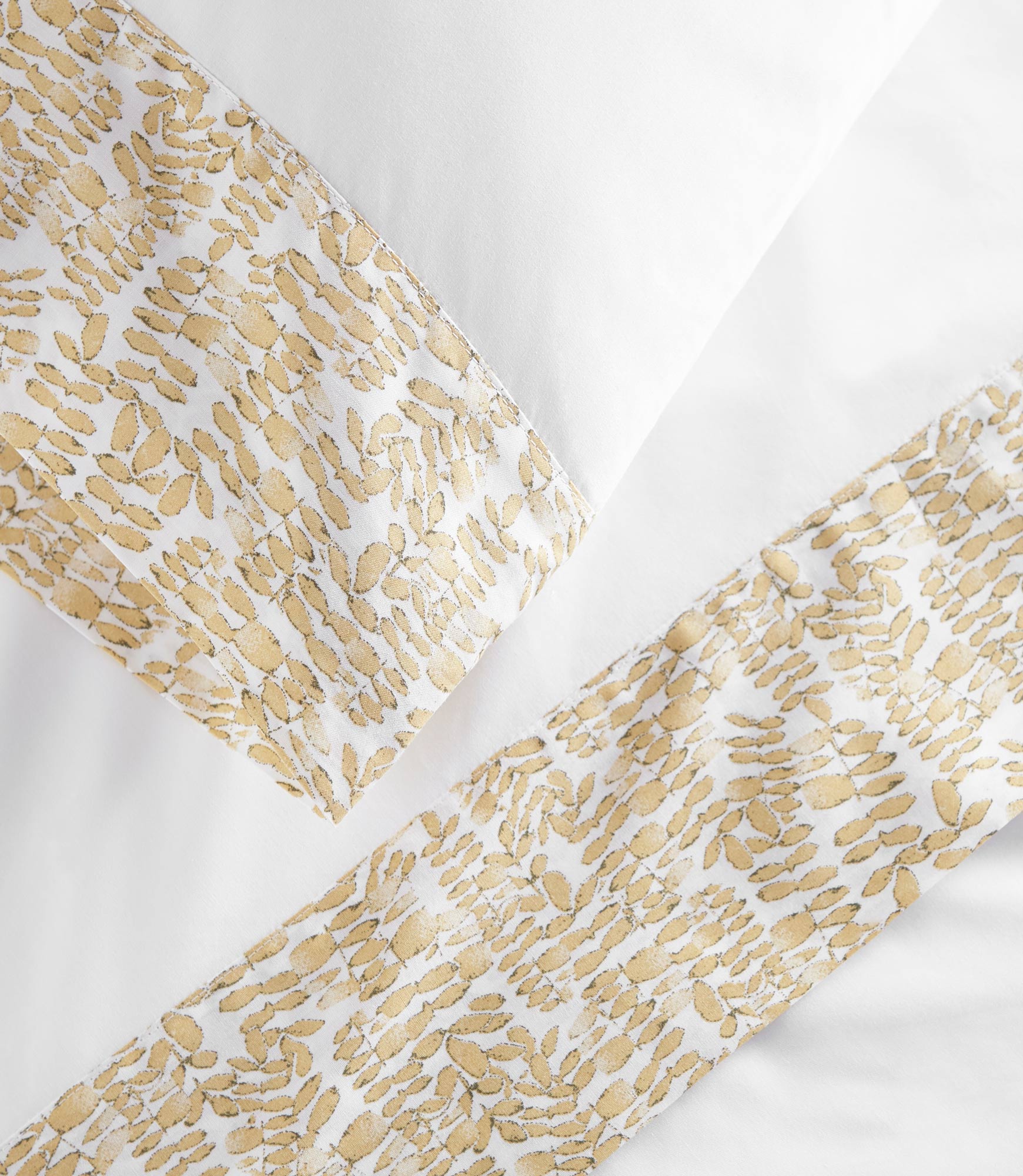 Fern Cuff Percale Sheet Set Honey Detail