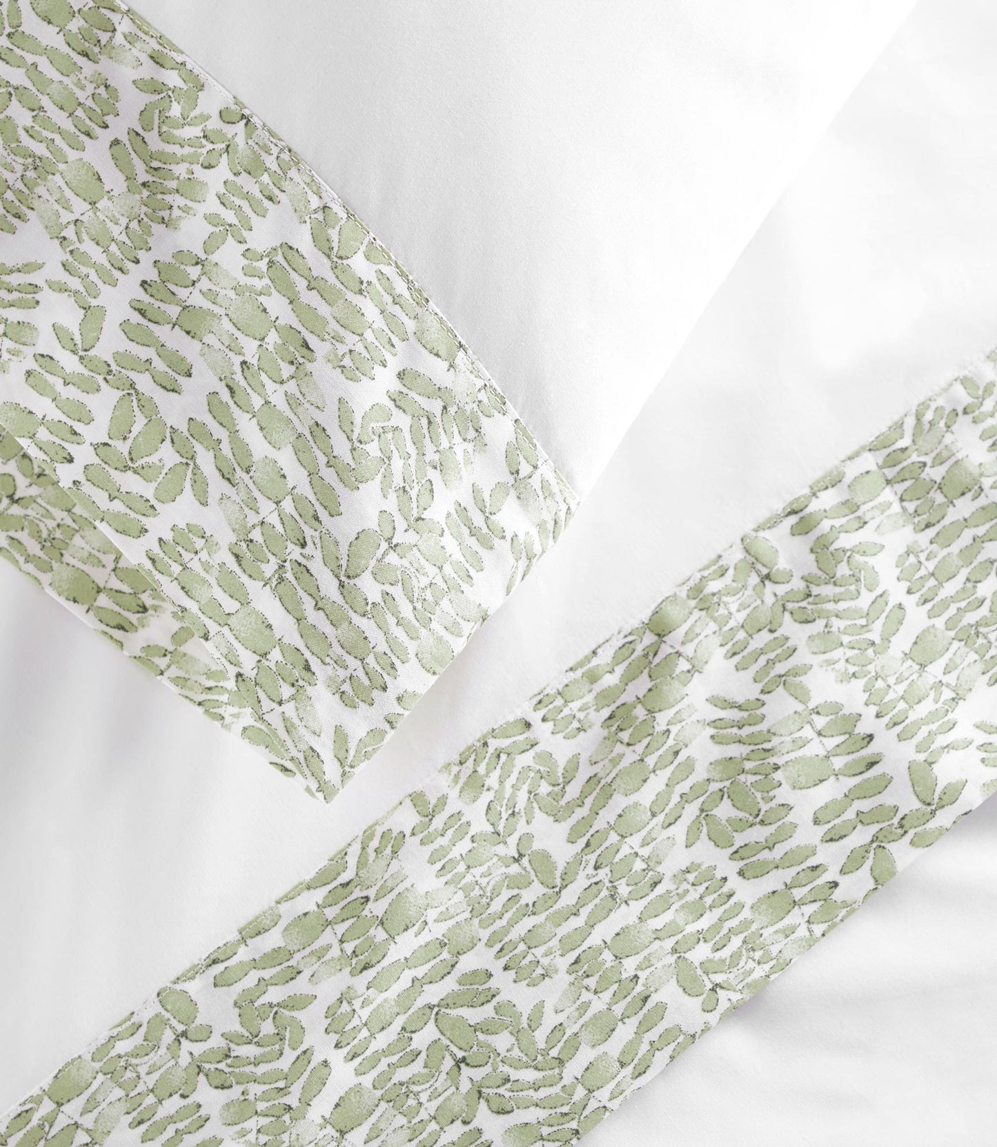 Fern Cuff Percale Sheet Set Olive Detail