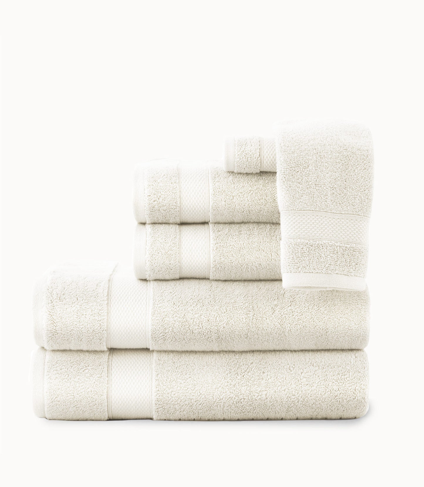 Diamond Towel Set Stacked Ivory